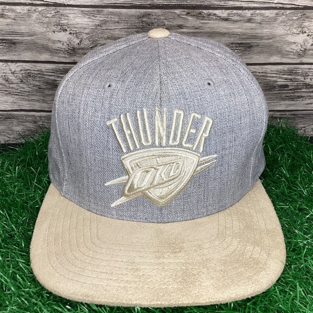 Oklahoma City Thunder Hat Cap Gray Adjustable Mitchell & Ness NBA Basketball